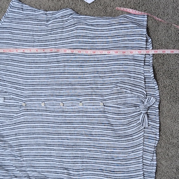 4/$12 NWT Time And Tru Striped Linen Blend Button Down Front Tie Top Size  XL - Picture 8 of 9